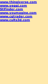 www.thingiverse.com www.yeggi.com Stlfinder.com www.youmagine.com www.cgtrader.com www.cults3d.com